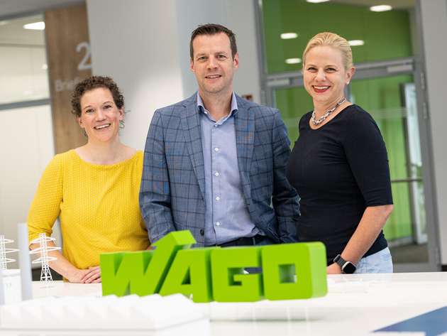 Von links: Kathrin Fricke (CHRO Wago), Heiner Lang (CEO Wago), Astrid Burschel (Vice President Corporate Sustainability Wago)