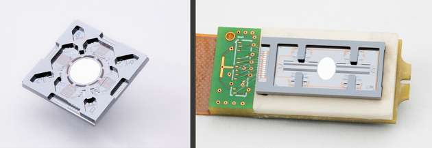 quasi-statischer MEMS-Scannerspiegel, links: Translations, rechts 1D-Torsion