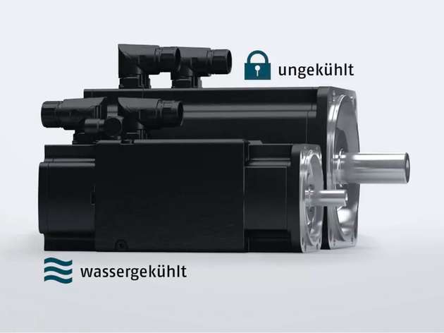 Dank der Wasserkühlung erreicht Baumüller bei Servomotoren die doppelte Leistung trotz gleicher Abmessungen. 