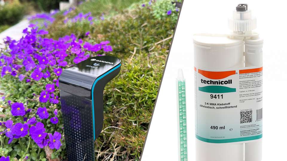 Gardenas Smart-Sensor erlaubt eine intelligente Gartenbewässerung. Verklebt werden seine Teile wasserdicht mit dem 2-K-Klebstoff Technicoll 9411.