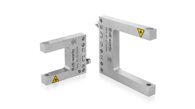 di-soric Laser-Gabellichtschranken OGUL in Edelstahl: erkennen Objekte ab 0,03 mm Größe auch unter anspruchsvollen Umgebungsbedingungen.