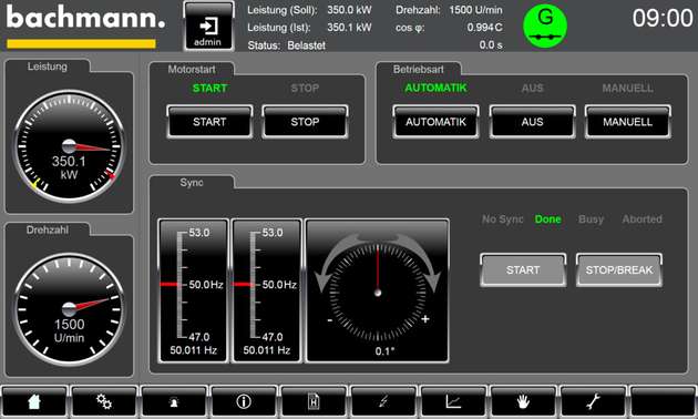Das BHKW Template liefert eine Web-Visualisierung von Hause aus mit. Sie kann aber auch problemlos kundenspezifisch angepasst werden.
