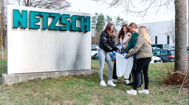 Einsatzgebiet der Auszubildenden waren die Straßen und Gehwege rund um den Netzsch-Campus.