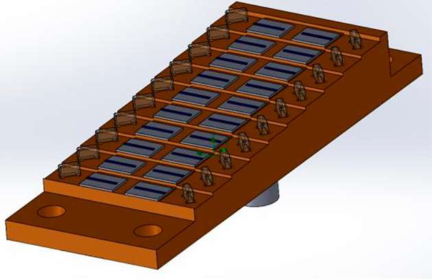 Die Kühlkanäle unter jeder Wärmequelle sind parallel angeordnet, um eine möglichst gleichmäßige Temperaturverteilung zu gewährleisten.