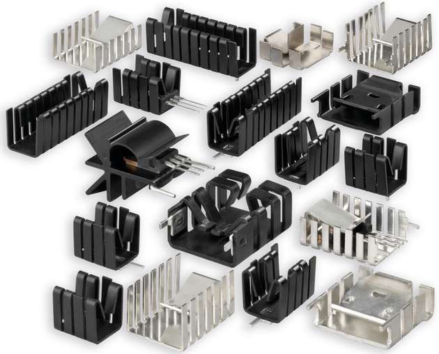 Board Level Kühlkörper als Stanzbiegeteil aus Aluminium- oder Kupfermaterial ergeben kompakte und effiziente Entwärmungskonzepte auf der Leiterkarte.