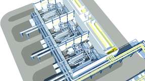Die drei 50 MW-Einheiten der Flusswasser-Wärmepumpe von MAN Energy Solutions.