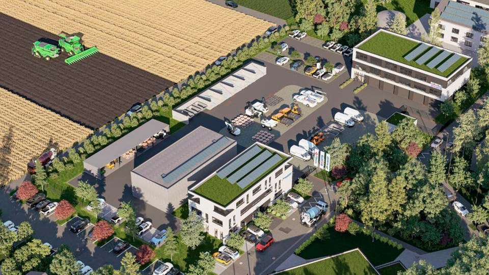Der neue Breitband-Hub von Axians Deutschland in Möglingen verfügt über Büro- und Verwaltungsarbeitsplätze, Lagerflächen, Solar- und E-Ladetechnologie sowie vielfältige Naturflächen. 