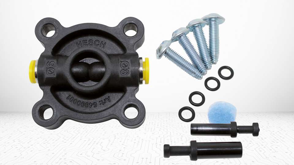 Mit dem dp-Anschlussadapter lassen sich Filtergehäuse und Messsystem sicher koppeln.