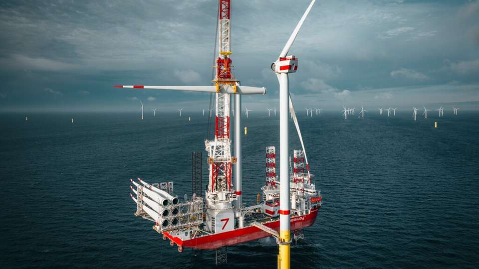 Installation einer Windkraftanlage in Borkum Riffgrund 3.