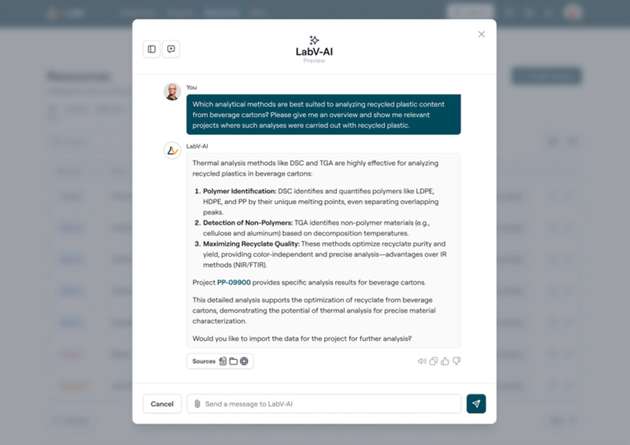 Der Digitale Assistent der Material-Intelligence-Plattform LabV in Aktion