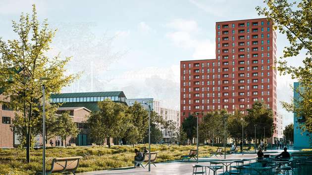 Das Gewobag-Hochhaus für „Das Neue Gartenfeld“.