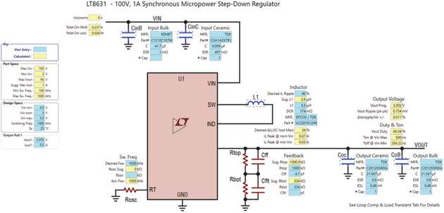 Beispielschaltung mit dem Micropower-Abwärtswandler LT8631