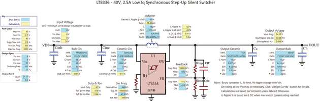 Aufwärtswandler LT8336 in einer Anwendung mit 24 V Ausgangsspannung