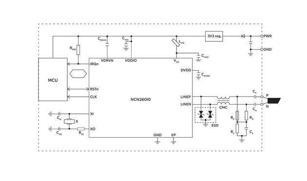 NCN26010 mit externen Komponenten