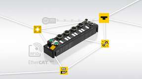 Turck bietet das weltweit kompakteste 4-Kanal RFID-EtherCAT-Interface mit Abmessungen von 32 x 144 x 32 mm an.