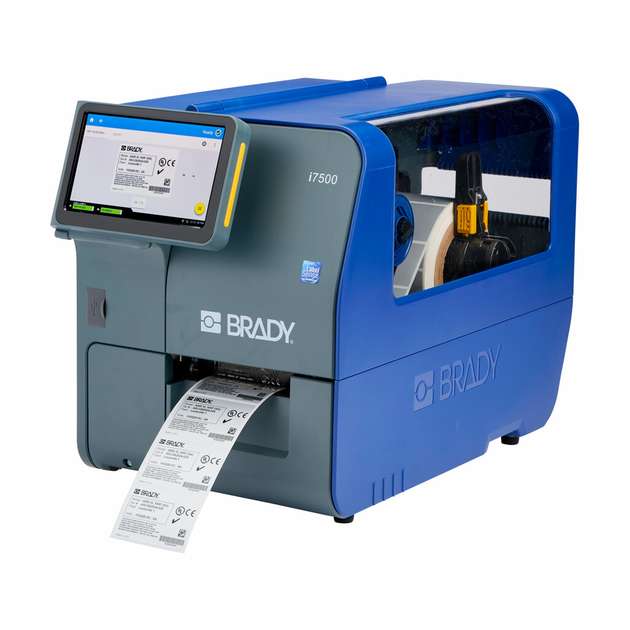Der neue BradyPrinter i7500 passt alle Einstellungen automatisch an und druckt Etiketten mit 76-mm-Kern in nur 40 Sekunden einsatzbereit und ohne Materialverlust.