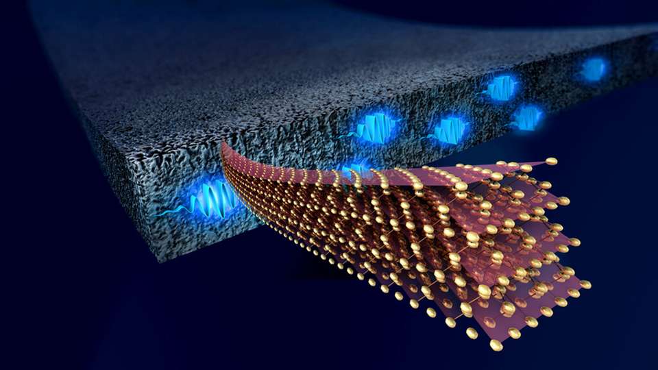 In mesoporösem Silizium wird der Ladungstransport von Elektronen in ausgedehnten wellenartigen Zuständen (blau) dominiert.