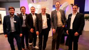 Arvato Systems und VIVAVIS auf der E-world 2025. Von links nach rechts: André Hoffmann, Bastian Weber, Joachim Kopp, Luis Goncalves, Olaf Steinbrink, Maik Braun 