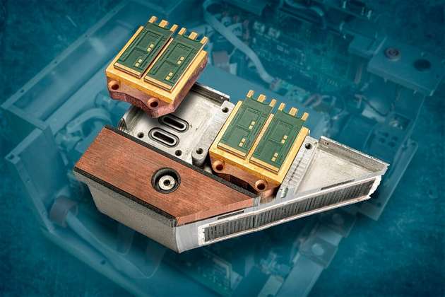 Schnitt durch eines der drei Phasenmodule des 600-kW-Umrichters.