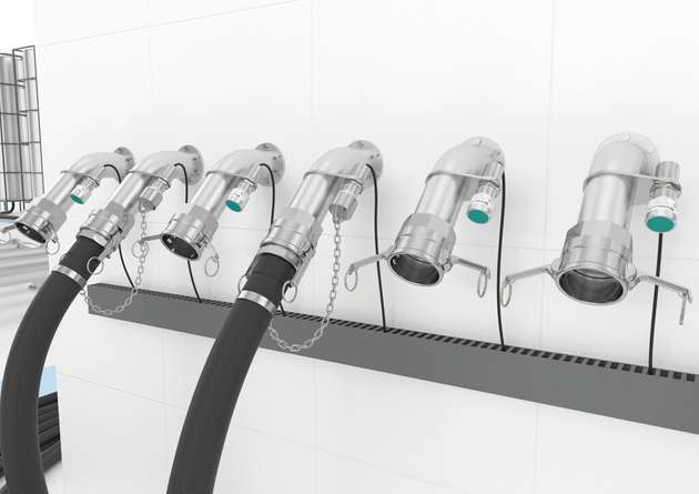 RFID-Schreib-/Leseköpfe werden am Schlauchbahnhof in direkter Nähe zur jeweiligen Schlauchkupplung montiert. 