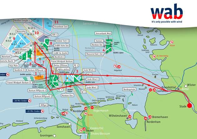 Tourroute der Offshore-Exkursion