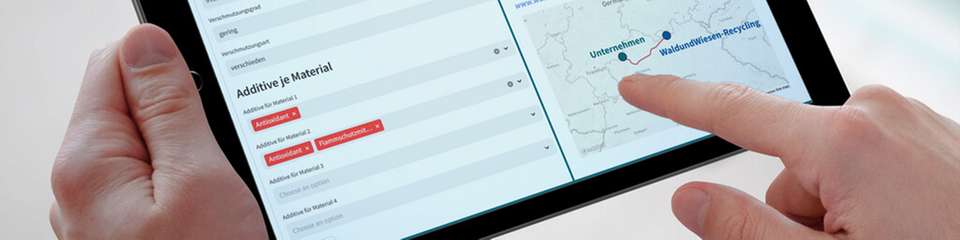 Der Online-Demonstrator erlaubt eine einfache Dateneingabe für Wertstoffe (links) und empfiehlt anhand der Daten einen optimalen Verwertungsweg sowie passende Recycler (rechts).