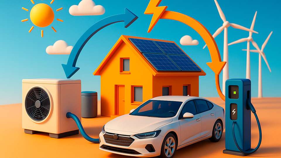 Erneuerbare Energien clever nutzen und Energiekosten sparen! Eine Studie zeigt, wie Wärmepumpen und Elektroautos fossile Energien ersetzen können.