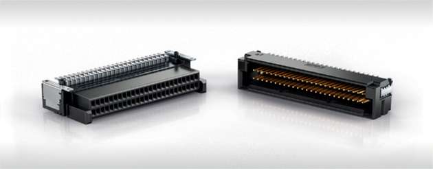 Der MicroCon-Steckverbinder mit einem Rastermaß von 0,8 mm kombiniert eine hohe Polzahl von bis zu 100 Polen mit einem stark miniaturisierten Design, insbesondere mit geringer Länge.