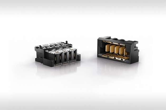 Microspeed-Leistungsmodul von TE für hohe Strombelastbarkeit zur Stromversorgung in Steuereinheiten.