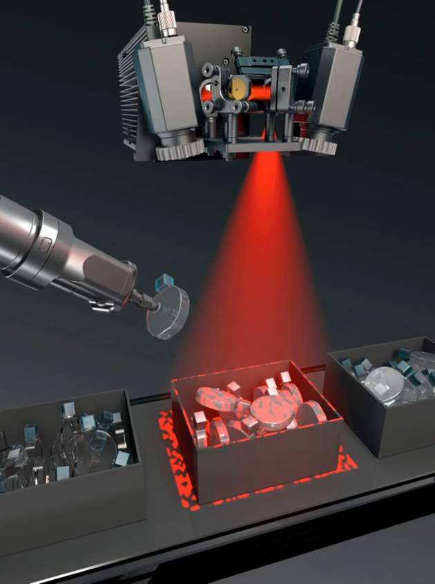 Die Messszenerie wird im Single-Shot-Verfahren mit einem thermischen Punktmuster bestrahlt. In nur wenigen Sekunden wird das 3D-Ergebnis verarbeitet.