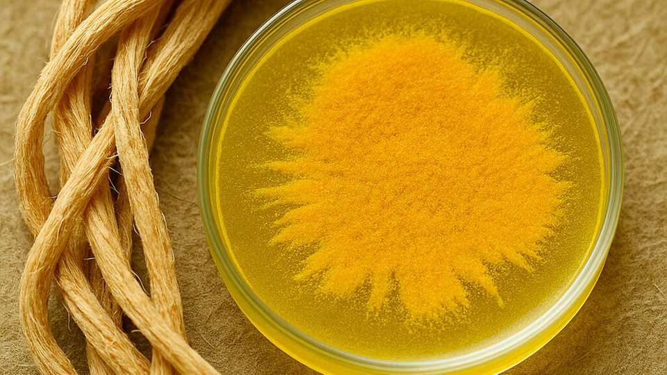 Das gelbe Pigment YAS, produziert von Clostridium thermocellum, spielt eine Schlüsselrolle beim Abbau von Zellulose und zeigt zudem antibiotische Wirkung – mit Potenzial für Biokraftstoffe und neue Wirkstoffe.