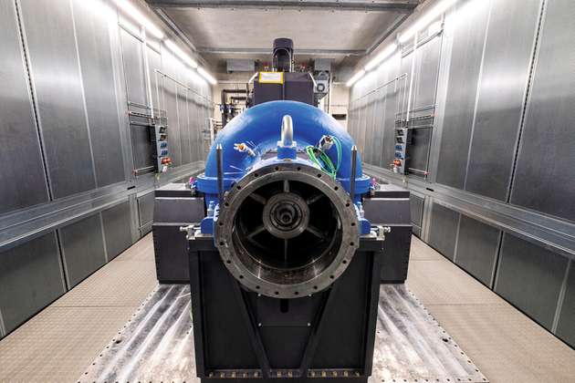 Mit dem Versuchsluftversorgungssystem lassen sich die Prüfstände (hier Luftturbine) dynamisch mit nahezu frei wählbaren Lastrampen betreiben.