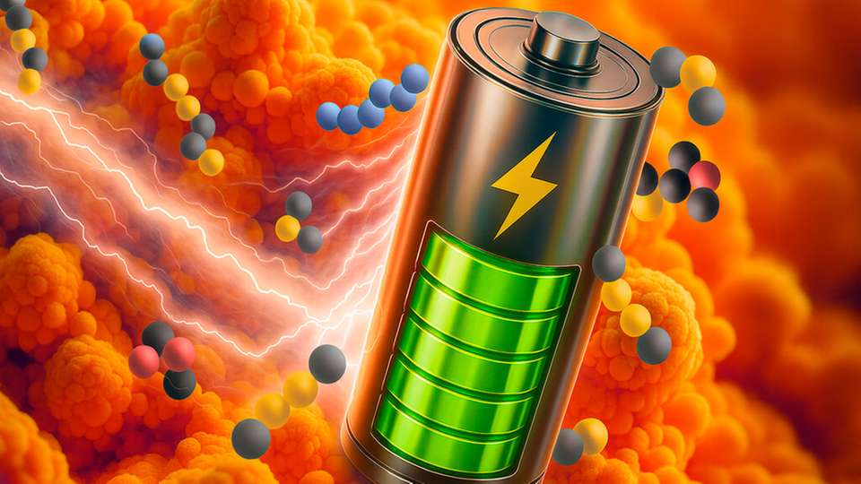 Illustration einer Lithium-Schwefel-Batterie. LSBs haben eine deutlich höhere theoretische Energiedichte als die etablierten Lithium-Ionen-Batterien.