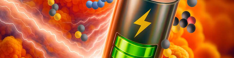 Illustration einer Lithium-Schwefel-Batterie. LSBs haben eine deutlich höhere theoretische Energiedichte als die etablierten Lithium-Ionen-Batterien.
