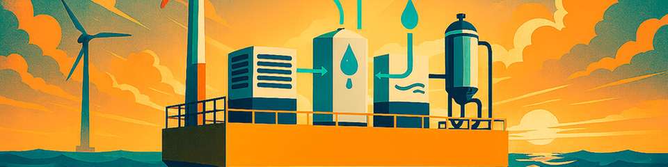 Die H2Mare-Plattform des Karlsruher Instituts für Technologie (KIT) nutzt Windenergie, Wasser und Luft, um synthetische Kraftstoffe auf See herzustellen.