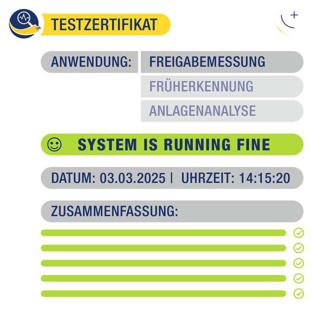 Die Diagnosesoftware erstellt im Rahmen einer Freigabemessung einen detaillierten Prüfbericht inklusive Dokumentation als pdf.