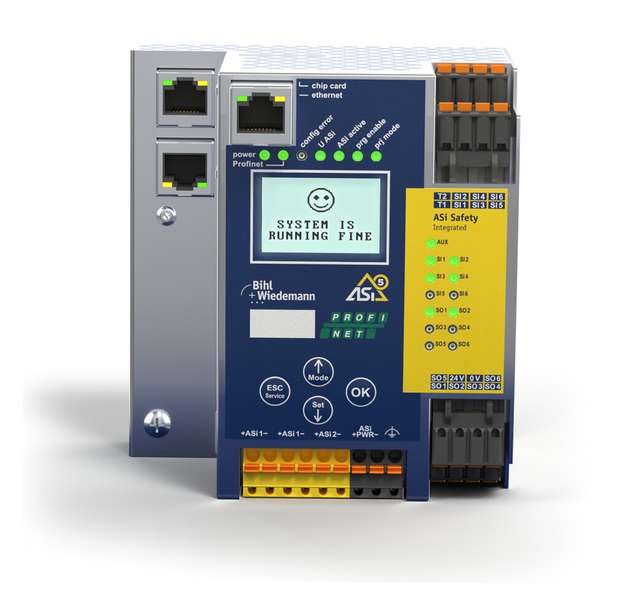 Statusanzeige des ASi Netzwerks über das Display des Gateways.