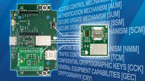 Hochintegriertes Low-Power-Funkmodul für Embedded Machine Learning-Anwendungen mit RED-konformer Sicherheitsarchitektur – hier im Einsatz auf einer Evaluierungsplattform zur Zustandsüberwachung per LPWAN.
