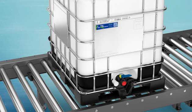 Die Kunststoffrahmenpalette von Schütz ist besonders ressourcenschonend, da sie wiederverwendet werden kann und zudem aus HDPE-Rezyklat hergestellt wird.