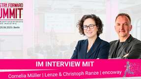 Cornelia Müller, Head of Corporate Communications bei Lenze. und Christoph Ranze, Geschäftsführer bei Encoway.