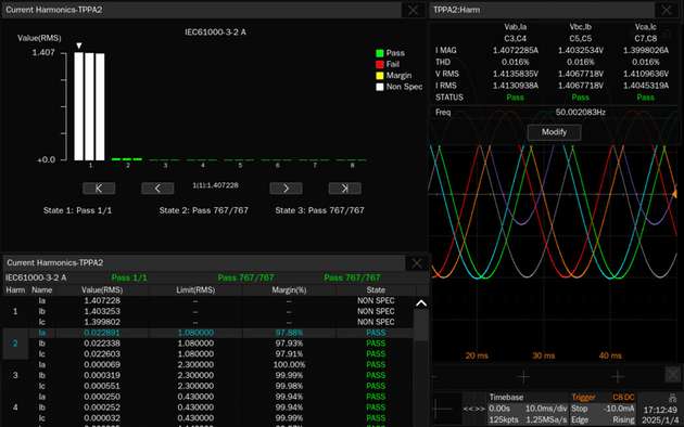 Mit einem geeigneten Oszilloskop lassen sich Stromoberschwingungen detailliert erfassen und sofort analysieren.
