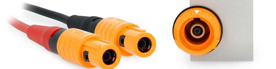 Der Odu Medi-Snap 1,6 kV sorgt mit IP64-Schutz, Push-Pull-Verriegelung und mechanischer Codierung für sichere Hochvolt-Messungen in Batterietests und Photovoltaik-Laboren.