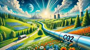 Fraunhofer ISI und Fraunhofer SCAI visualisieren ein zukünftiges CO2-Pipelinenetz in Deutschland. Das Bild zeigt die simulierten Transportwege, Standorte und physikalischen Parameter des Netzes.