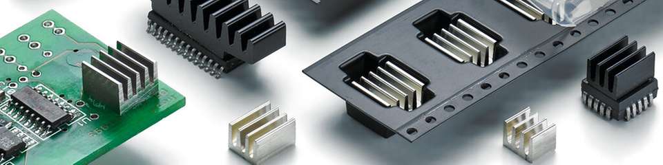 SMD-Kühlkörper im Tape-&-Reel-Format: Fischer Elektronik erleichtert die automatisierte Bestückung und verbessert das Thermomanagement auf hochdichten Leiterkarten.