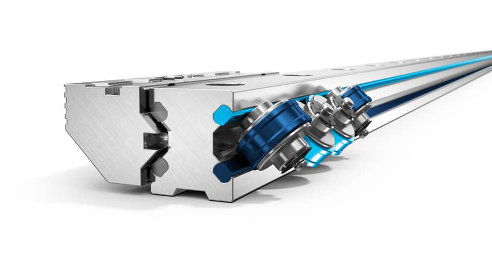 Die Profilschienen bestehen aus Aluminium-Grundkörpern, die mit integrierten Laufdrähten aus Stahl versehen ist.
