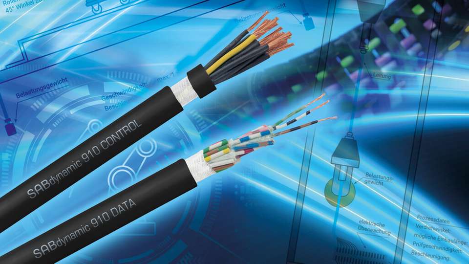 Die neuen dauerflexiblen Leitungen SABdynamic 910 erfüllen die Biege- und Torsionsanforderungen für den Schleppketten- und Robotereinsatz.