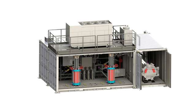 Druckspulprüfstand für Wasserstofftanks.