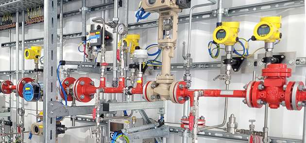 Die Druckmessung spielt in der Mischanlage eine zentrale Rolle – sowohl in den Zuleitungen für Wasserstoff als auch der für Erdgas werden Drücke mit dem VEGABAR 82 gemessen.