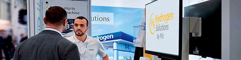 Die industrieerprobten Lösungen von Pilz ermöglichen eine sichere Überwachung und Steuerung von Prozessen entlang der gesamten Wasserstoff-Wertschöpfungskette.