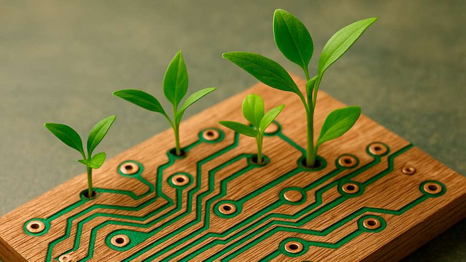 Biologisch abbaubare Leiterplatten aus Lignocellulose verbinden Technologie mit Nachhaltigkeit – ein Ansatz für umweltfreundliche Elektronik der Zukunft.